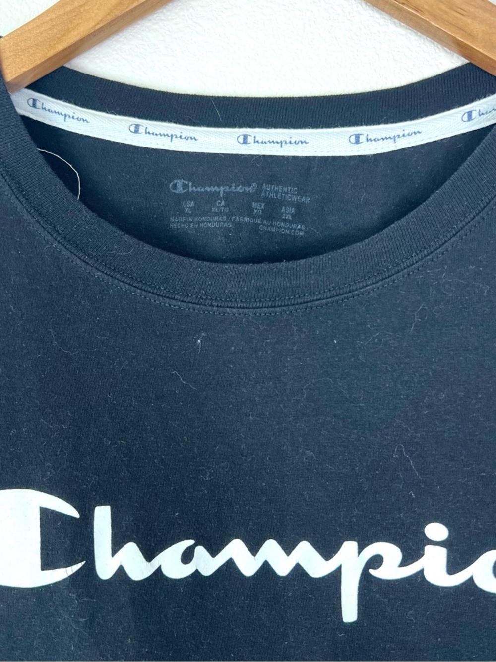 Champion Women's Black Logo Short Sleeve Tee Size XL - Picture 3 of 4